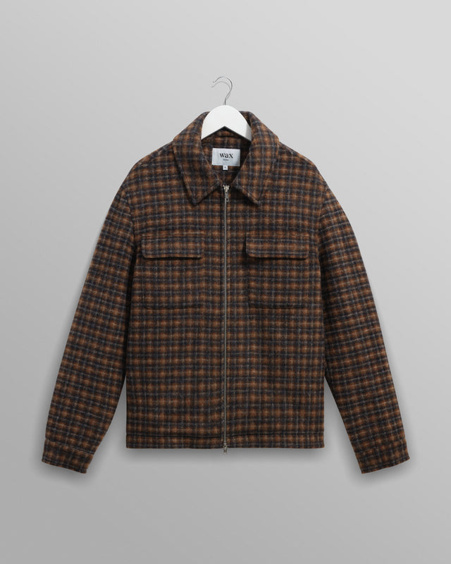 Osier - Navy And Brown Drawn-Check Wool Jacket