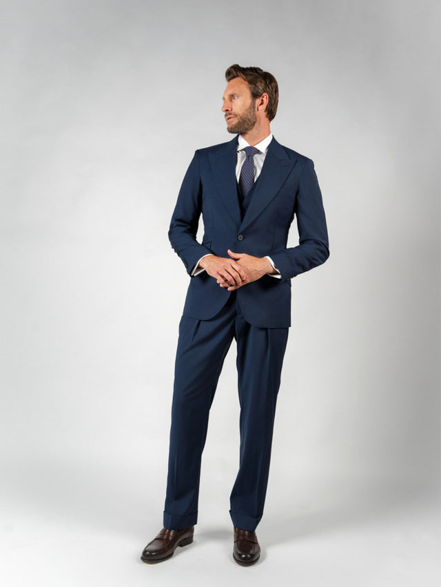 Ostara navy blue cool wool 3-piece suit