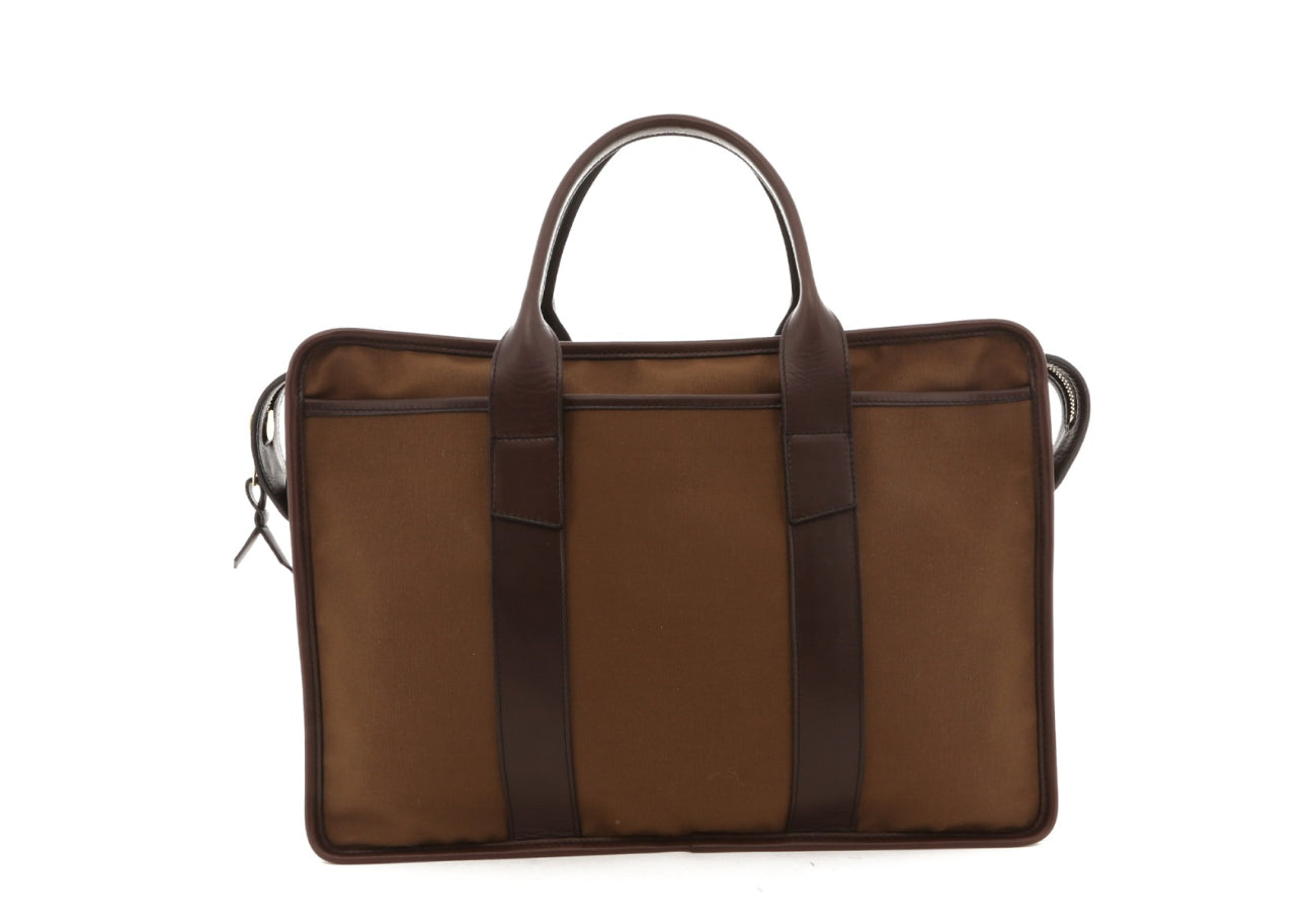 Bound Edge Zip-Top Briefcase - Otter Brown/Chocolate - Canvas