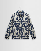 Otto - Blue And Ecru Quilted Jacquard Overshirt