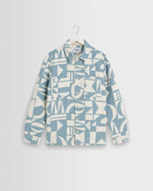 Otto - Light Blue And Ecru Quilted Jacquard Overshirt