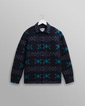 Otto - Navy And Teal Blanket Quilted Overshirt