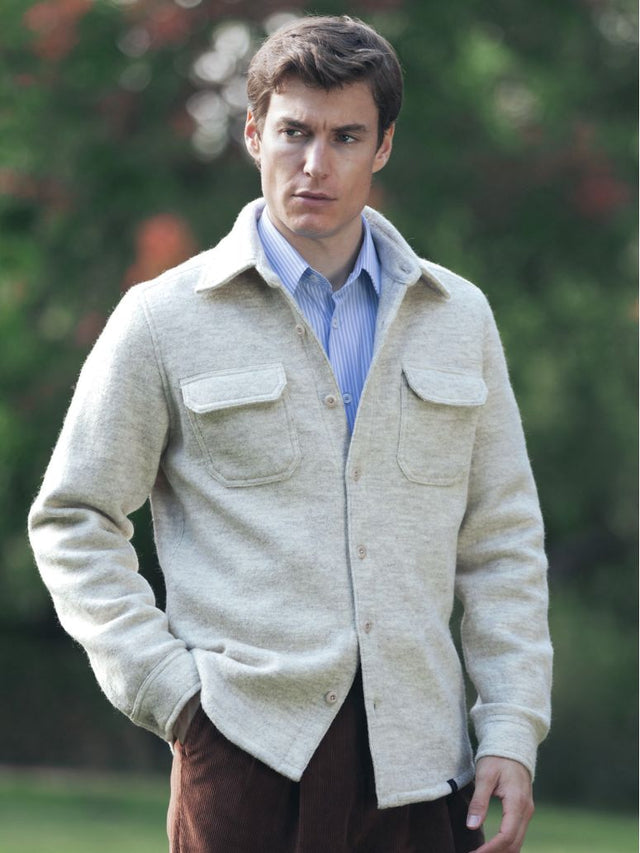 Ecru boiled wool overshirt