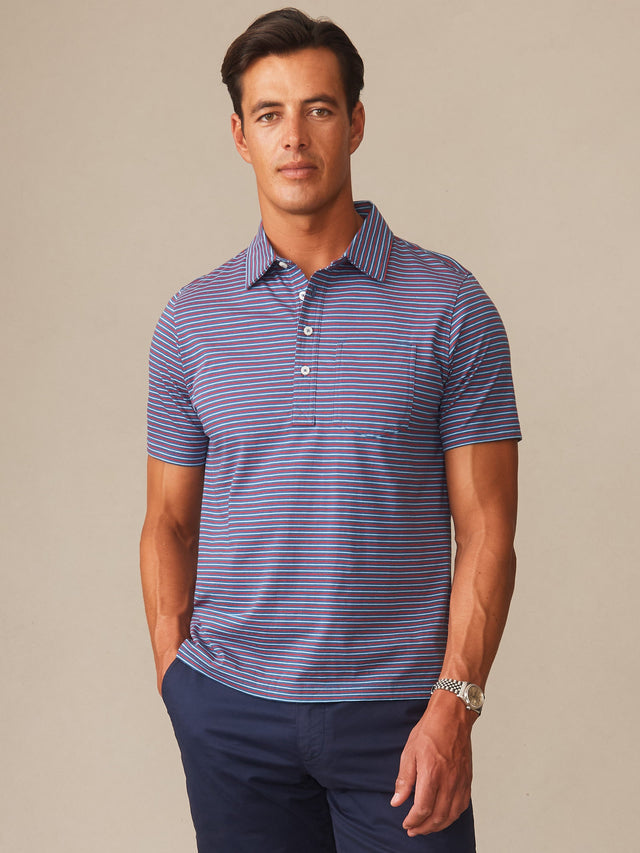 Red/Sky/White Multi Stripe Tricolor Owens Polo | Men's Knits \u0026 Polos | J.McLaughlin