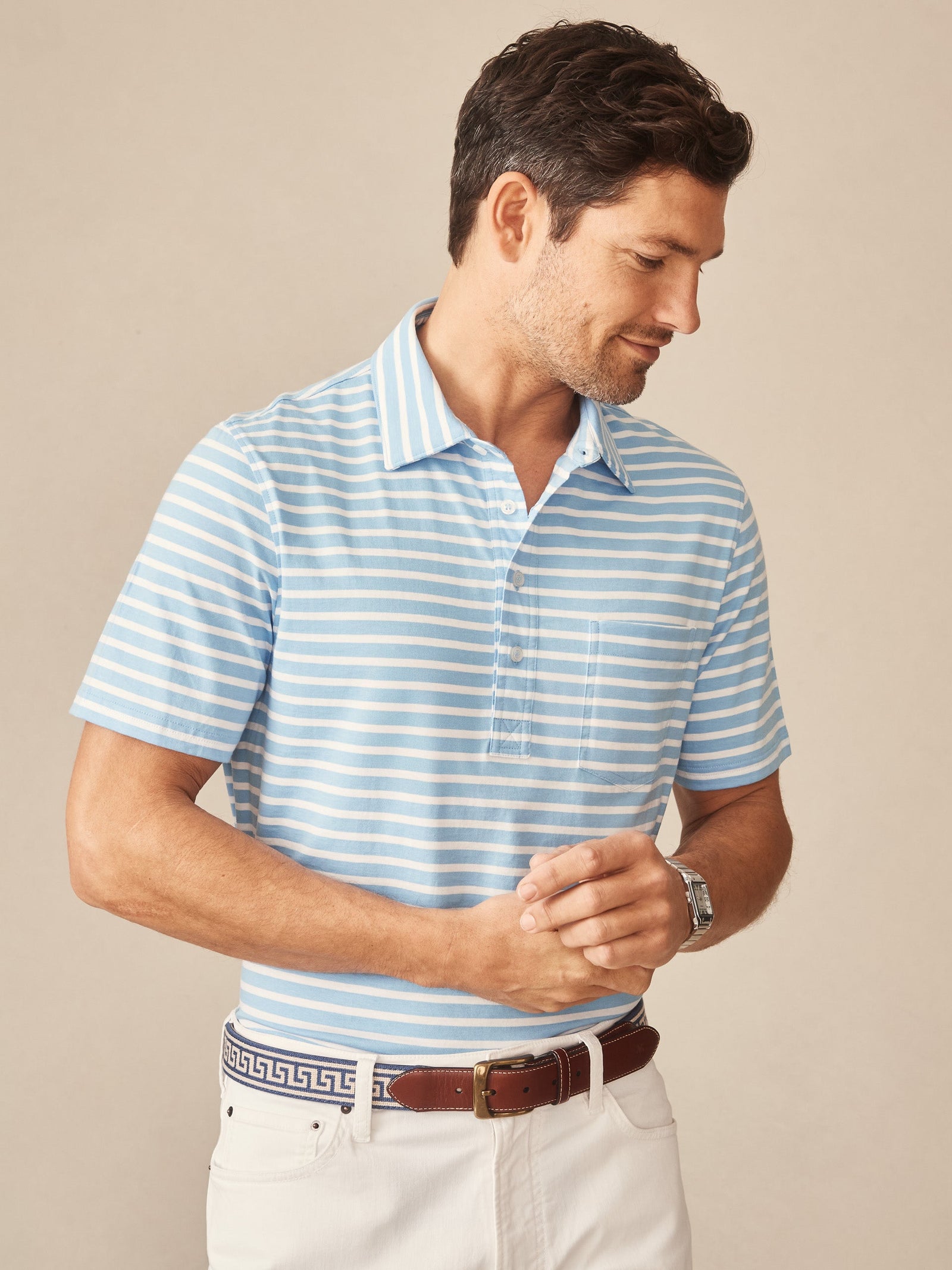 Lt White Breton Stripe Owens Polo Men S Knits U0026 Polos J Mclaughlin