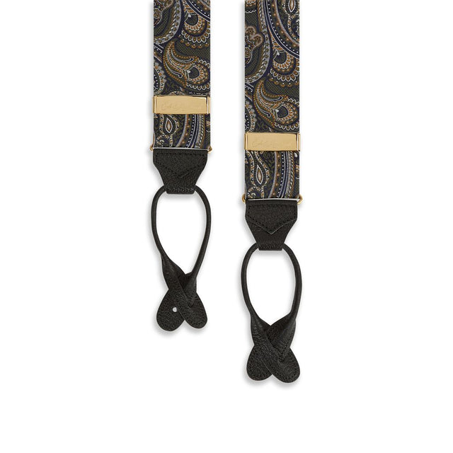 Green Navy Paisley Woven Brace