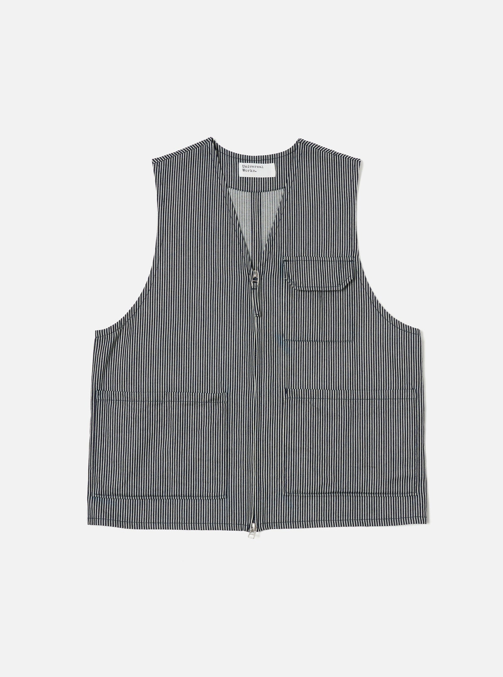 Hickory Stripe Denim Marine Gilet