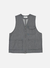 Indigo Hickory Stripe Denim Marine Gilet