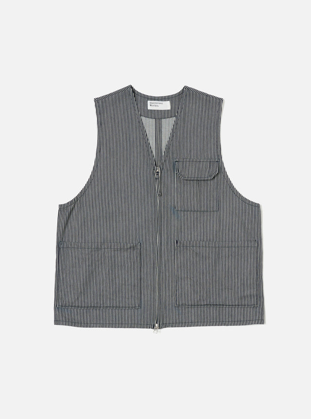 Indigo Hickory Stripe Denim Marine Gilet