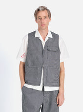 Hickory Stripe Denim Marine Gilet