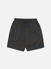 Navy Mitla Print Cotton Simple Short