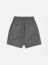Hickory Stripe Denim Pleated Track Short