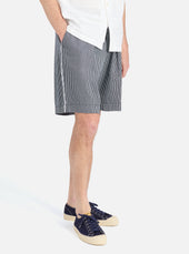 Hickory Stripe Denim Pleated Track Short