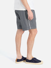 Hickory Stripe Denim Pleated Track Short