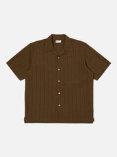 Brown Dobby Self Stripe Camper Shirt