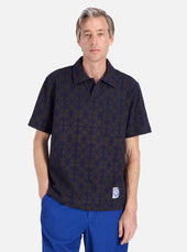 Brown Mitla Print Jersey Newlyn Polo