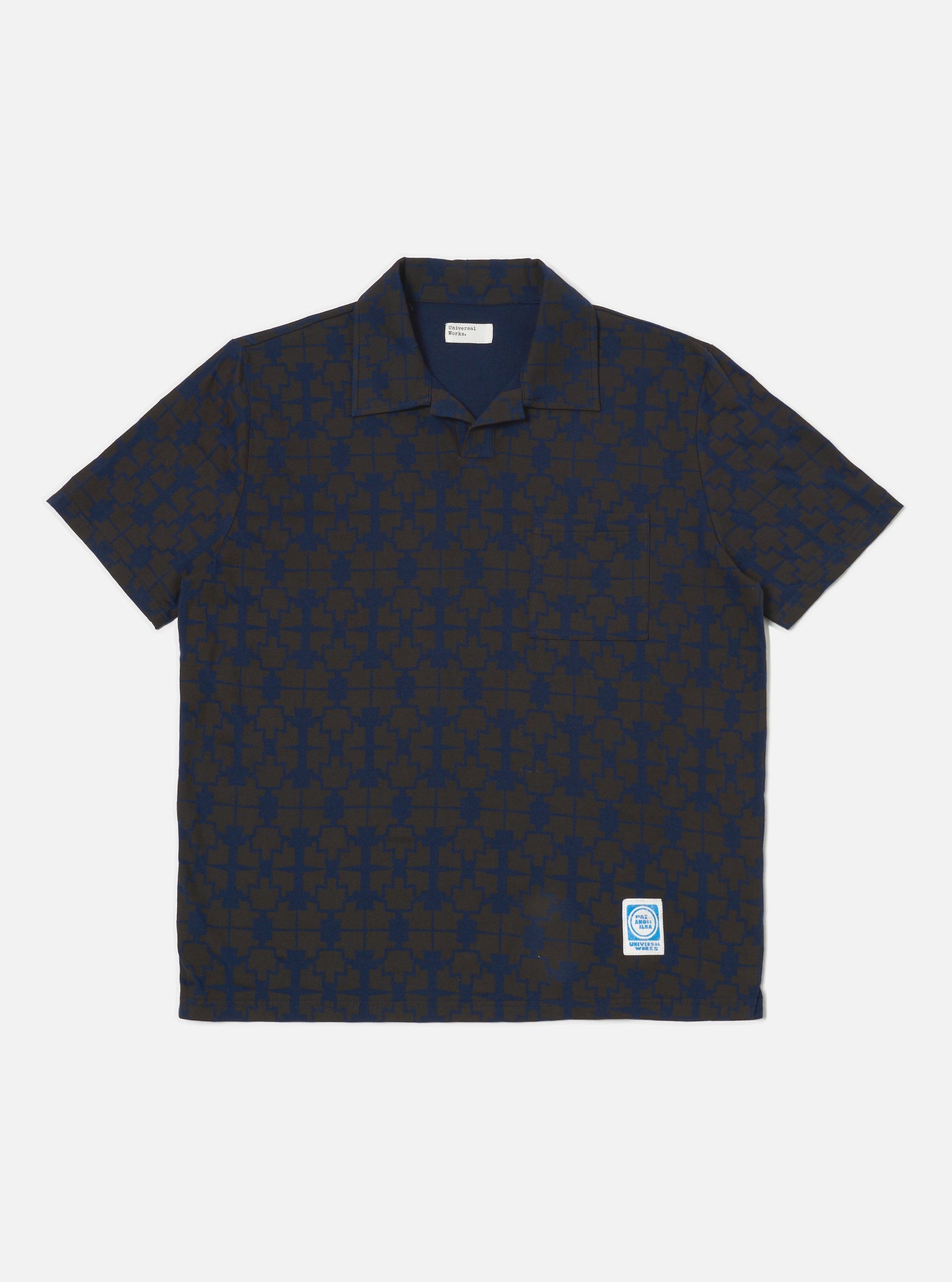 Brown Mitla Print Jersey Newlyn Polo