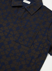 Brown Mitla Print Jersey Newlyn Polo