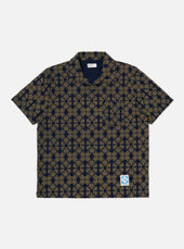 Navy/Mud Mitla Print Jersey Newlyn Polo