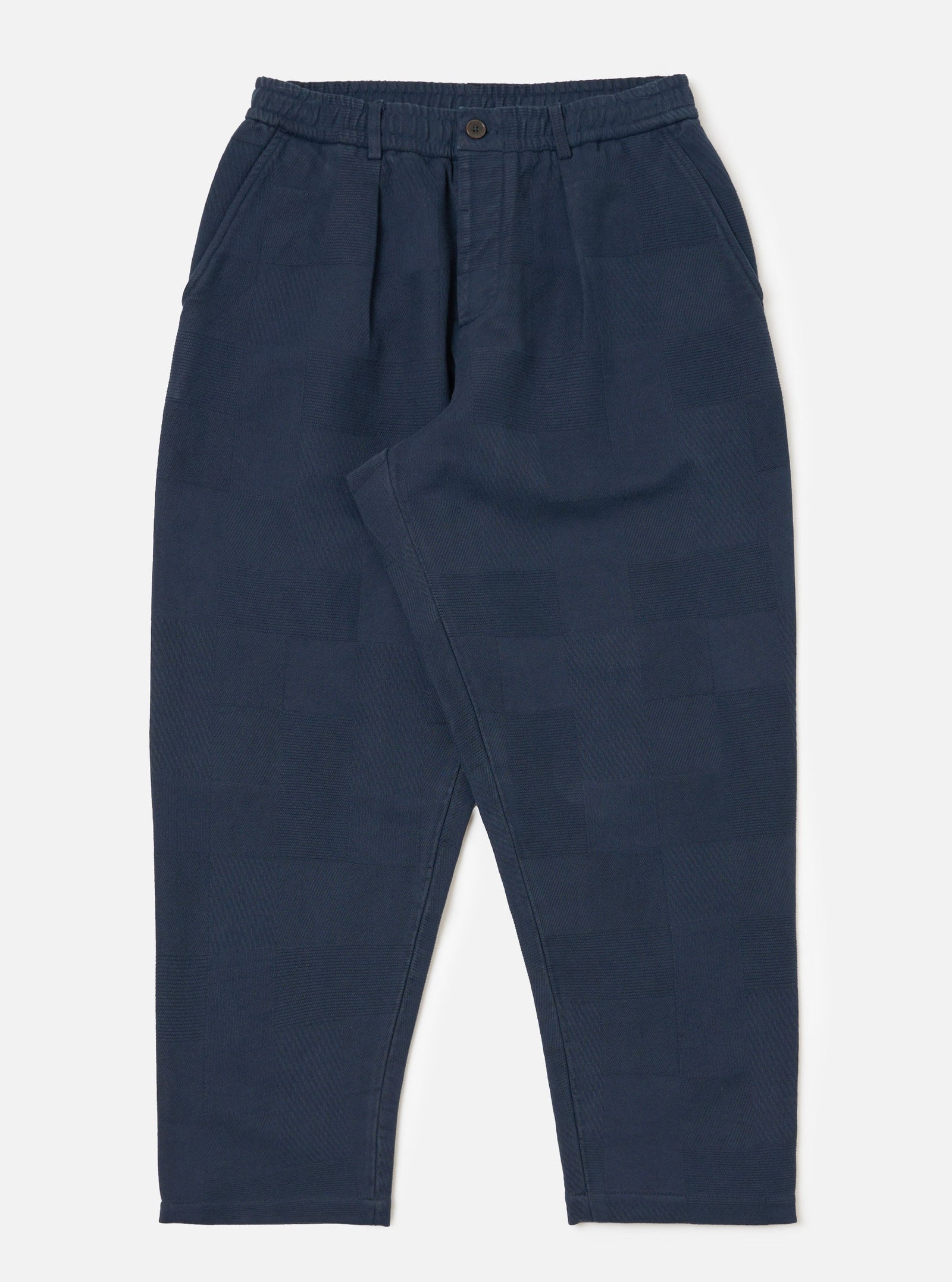 Patchwork Weave Cotton Pleated Track Pant