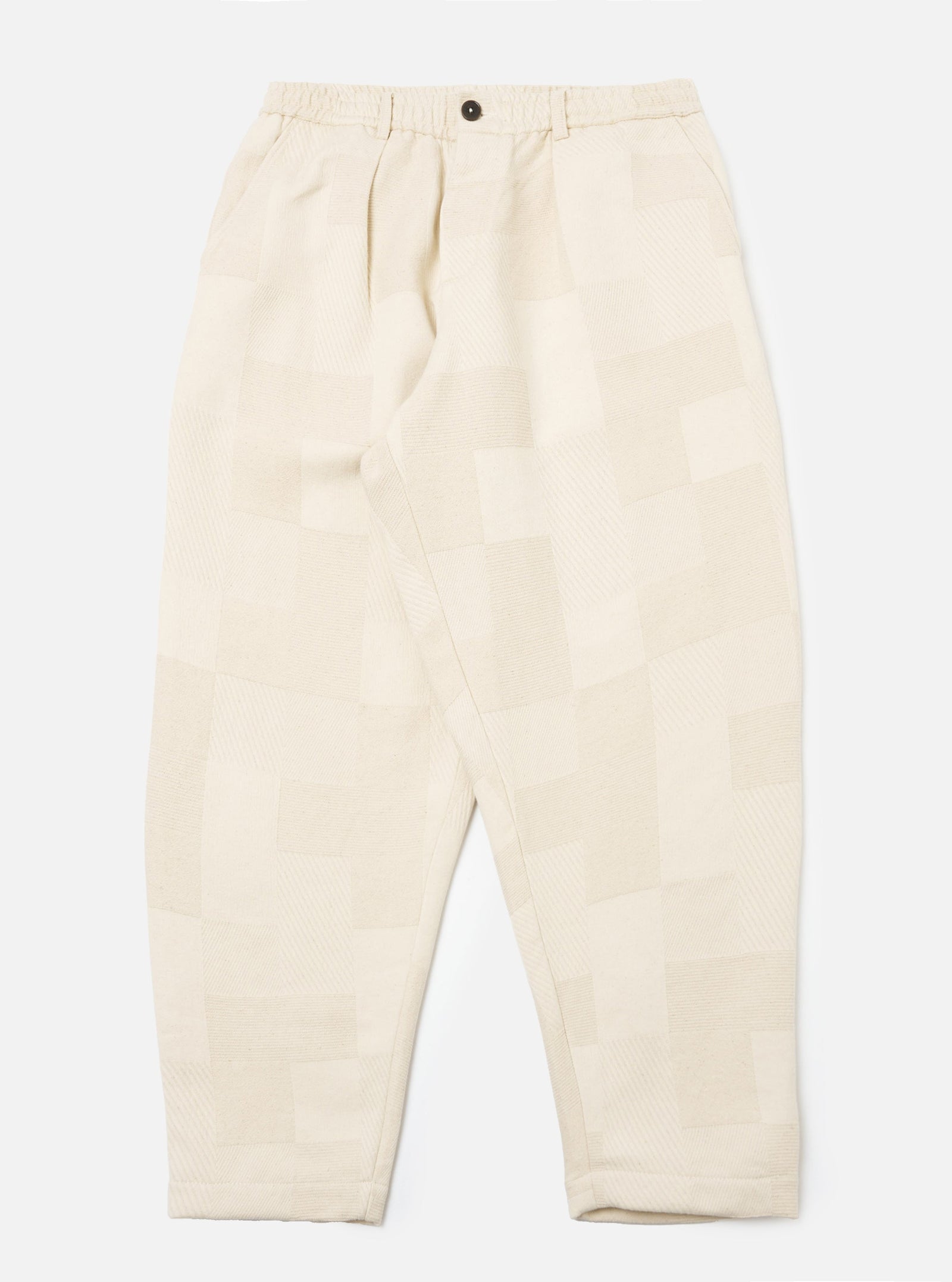 Patchwork Weave Cotton Pleated Track Pant