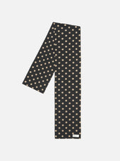 Black Bold Dot Print Rayon Evening Scarf