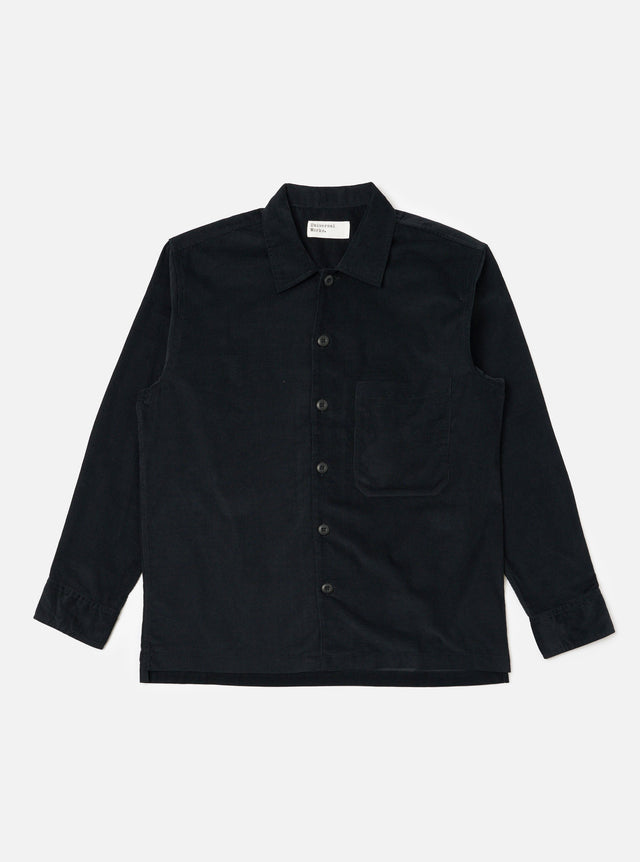 Black Organic Fine Cord Fatigue Shirt