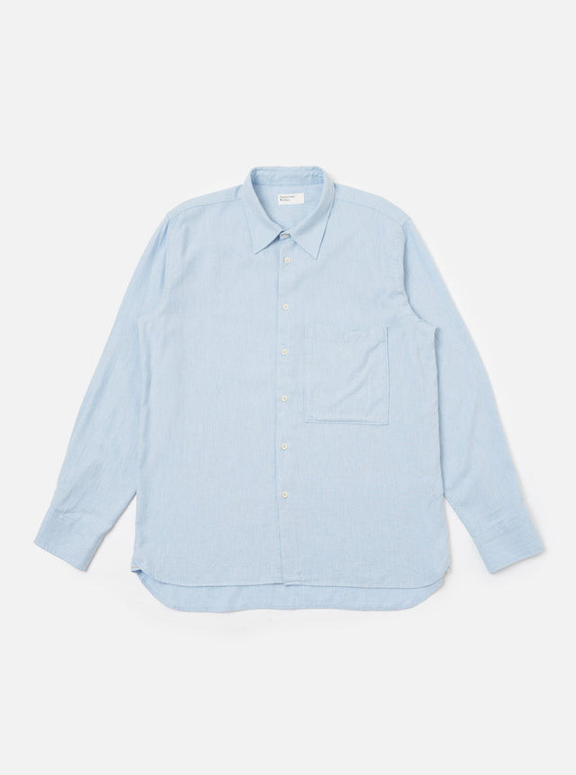 Light Blue Brushed Marl Twill Square Pocket Shirt