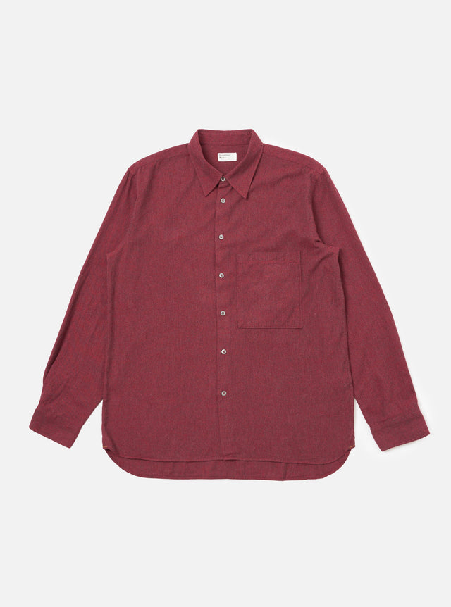 Red Brushed Marl Twill Square Pocket Shirt