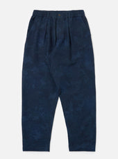 Black/Indigo Denim Camo Pleated Track Pant
