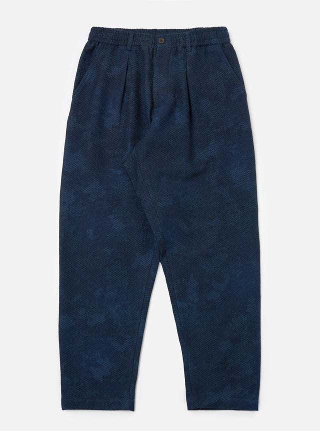 Black/Indigo Denim Camo Pleated Track Pant