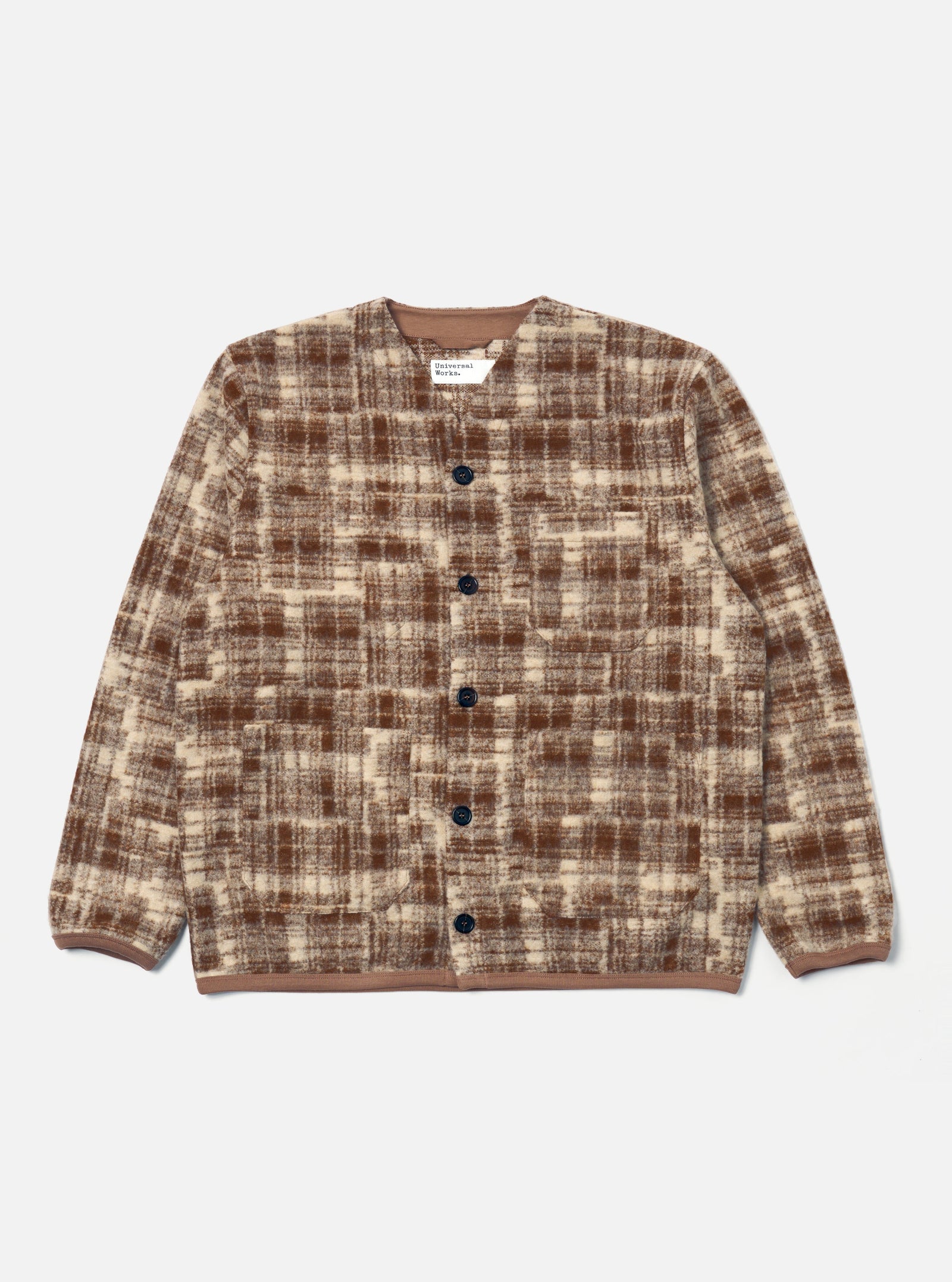 Patch Check Fleece Cardigan