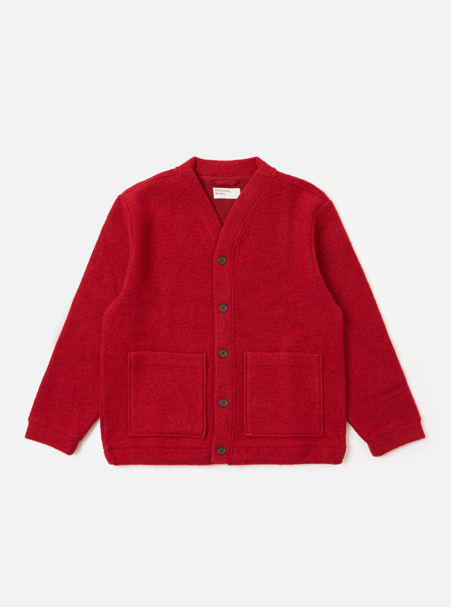 Red Wool Fleece Advance Cardigan