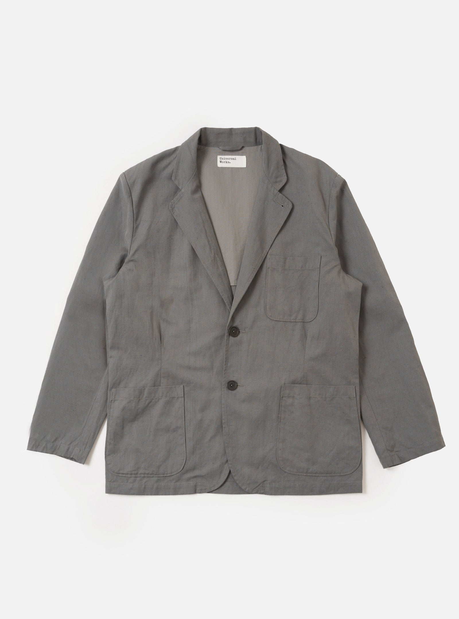 Mid Grey Linen Slub Weave Two Button Jacket