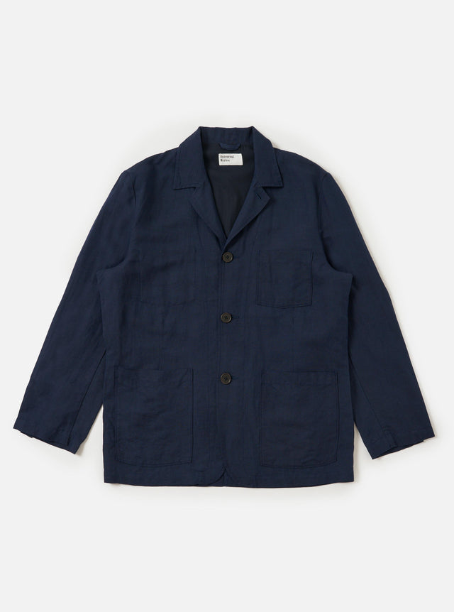 Navy Linen Cotton Shirting Dizzy Jacket