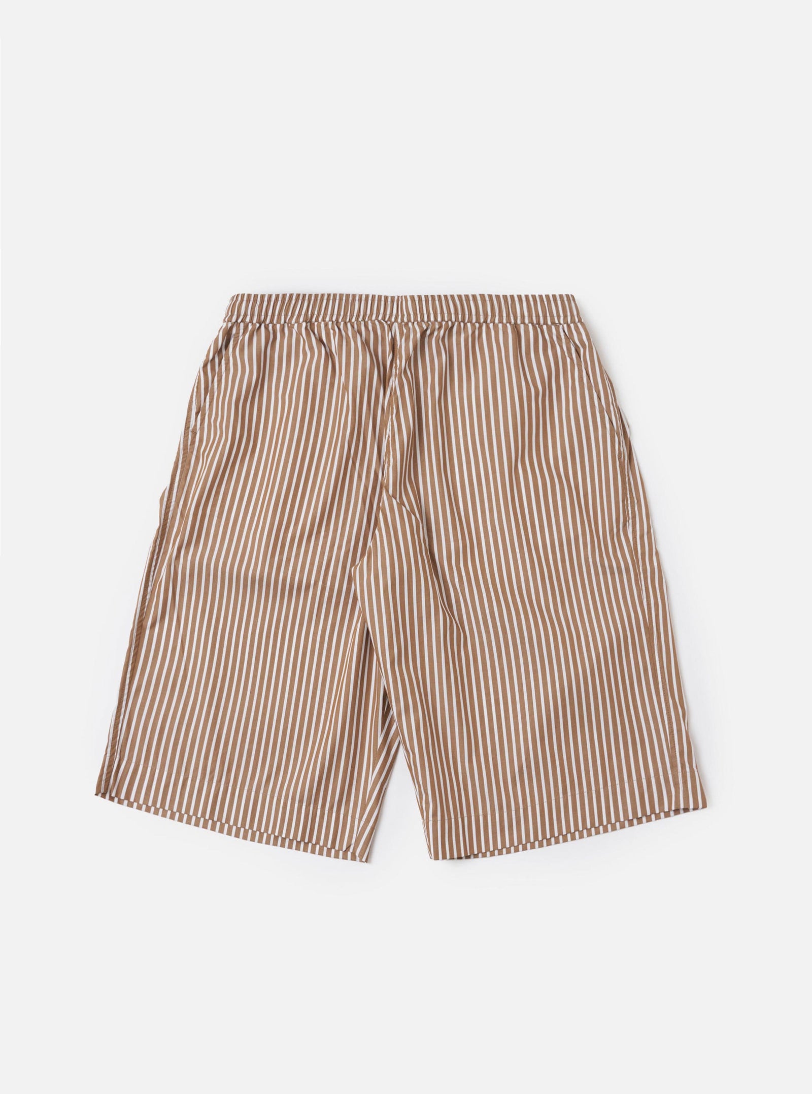 White Cotton Stripe Vacation Short