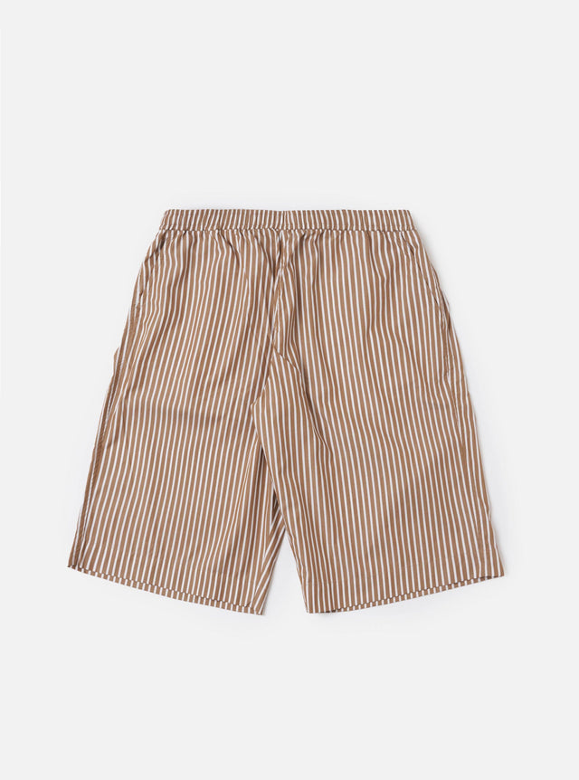 Brown/White Cotton Stripe Vacation Short