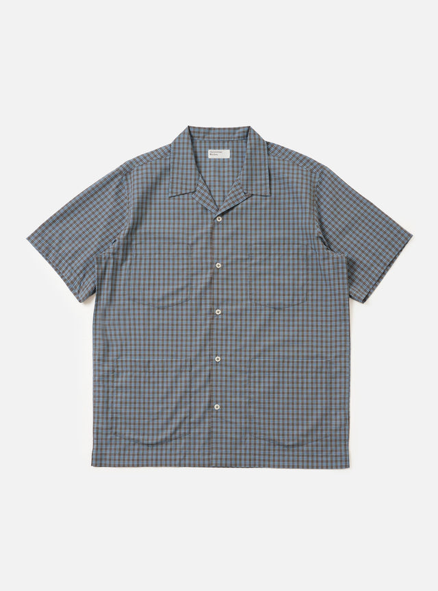 Pale Blue Check Plaid Summer Overshirt