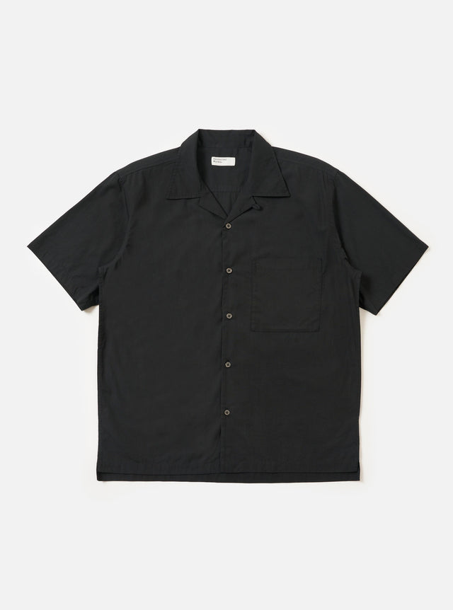 Black Broadcloth Camp Shirt