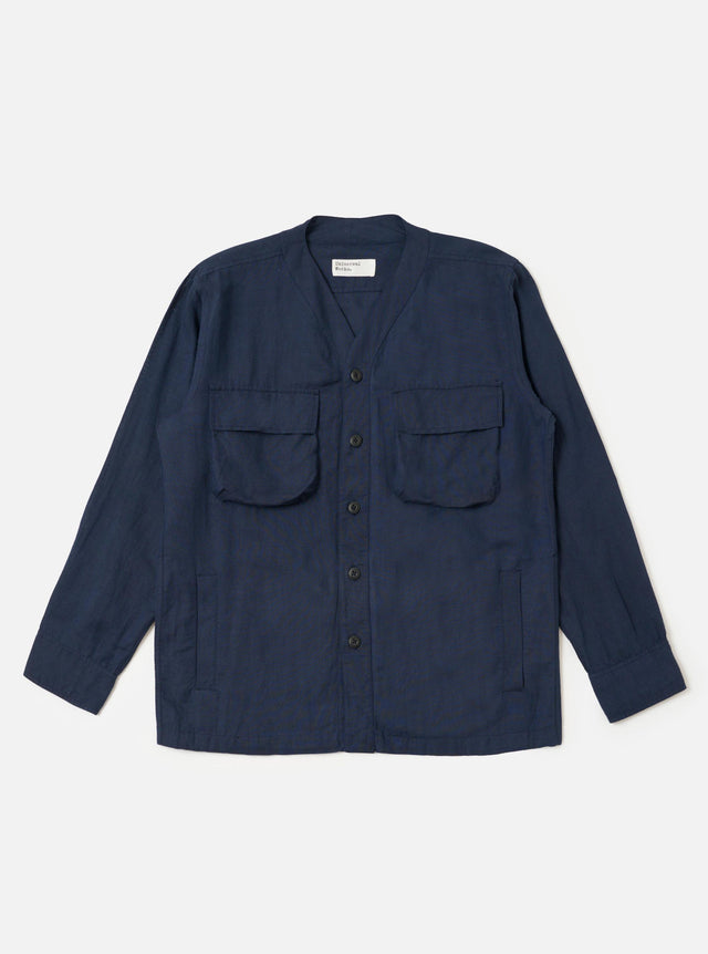 Navy Linen Cotton Shirting Parachute Shirt