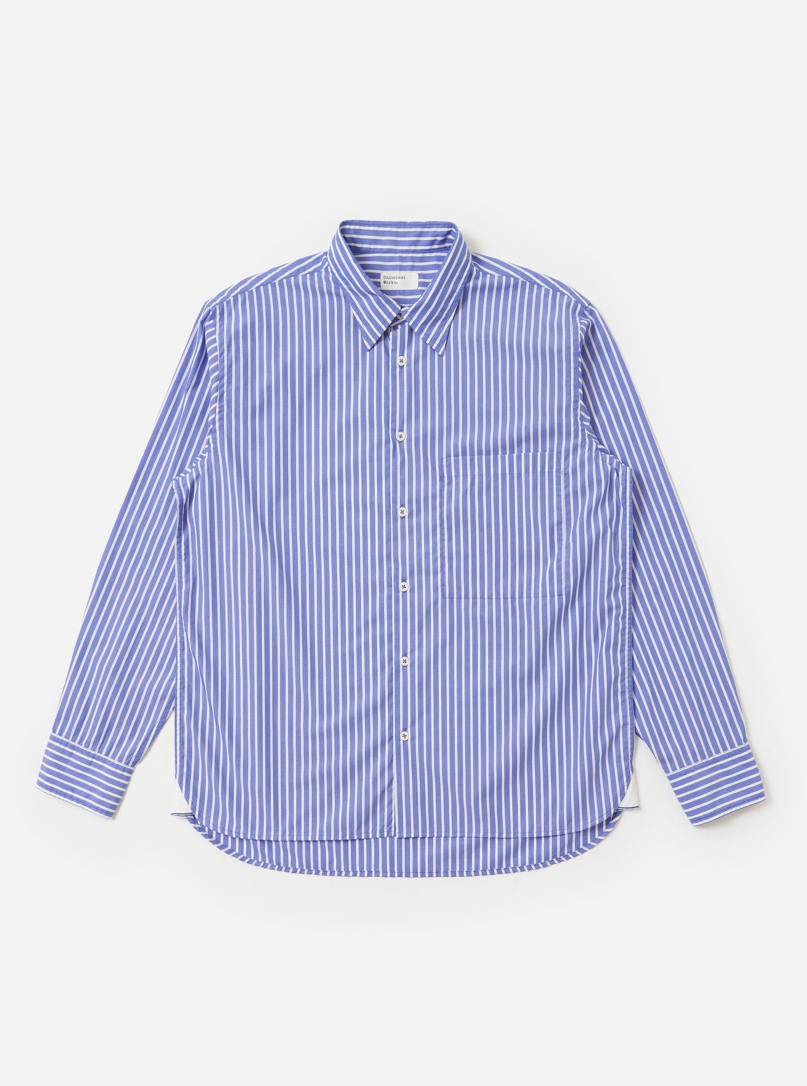 White Cotton Stripe Square Pocket Shirt