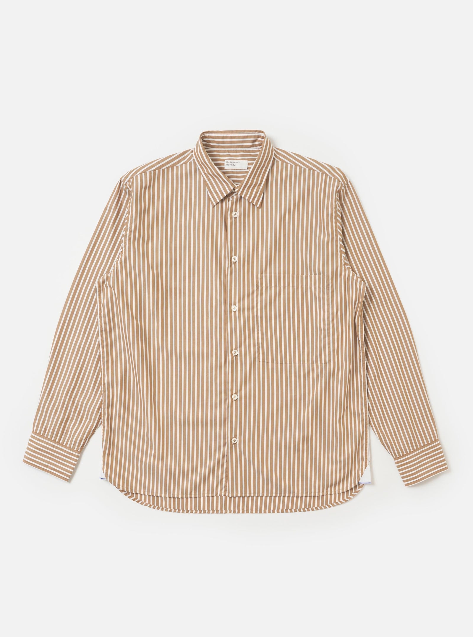White Cotton Stripe Square Pocket Shirt