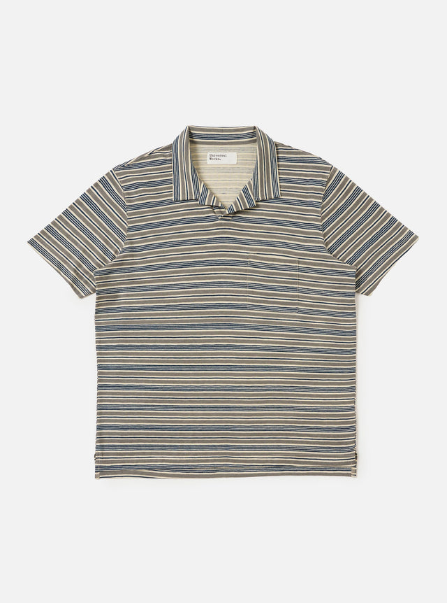 Grey OS Stripe Jersey Vacation Polo