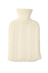 Cable White Cashmere Hot Water Bottle