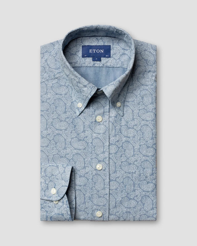Hemd mit Paisleymuster in Indigo - Eton