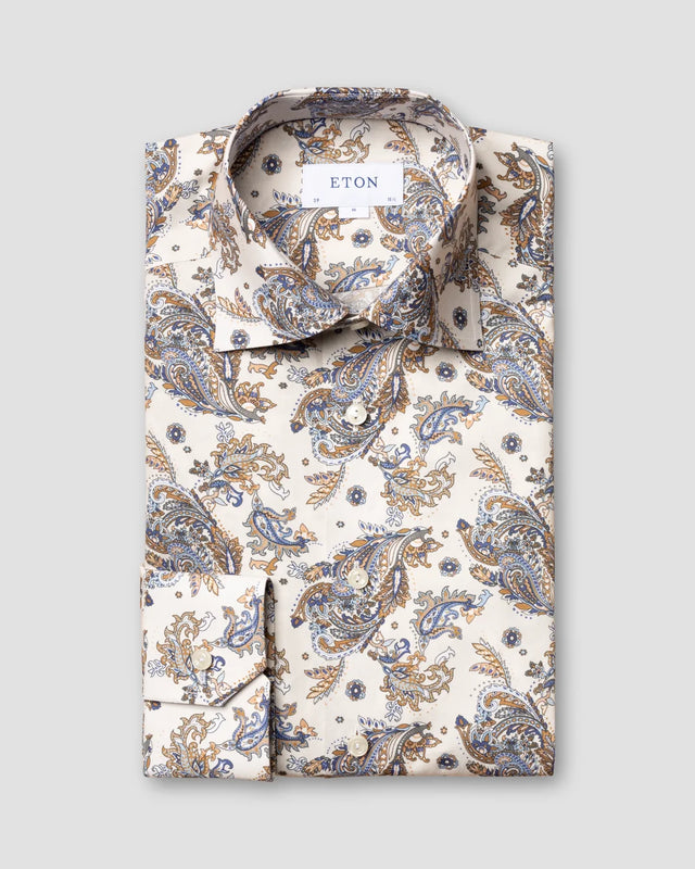 Signature-Twill-Hemd mit Paisleymuster in Offwhite - Eton