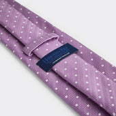 Pale Lilac White Spot Herringbone Silk Tie