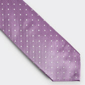 Pale Lilac White Spot Herringbone Silk Tie