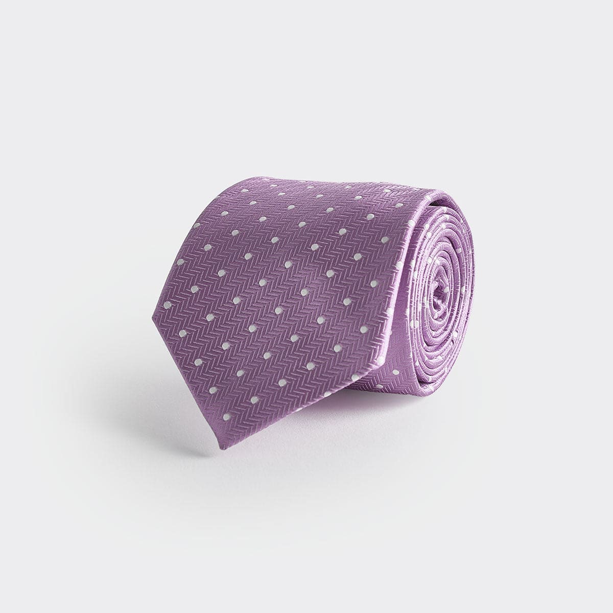 Pale Lilac White Spot Herringbone Silk Tie