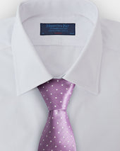 Pale Lilac White Spot Herringbone Silk Tie